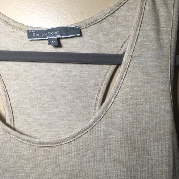 Emma’s Closet Beige Racerback Loose Tunic Tank - Picture 3 of 5